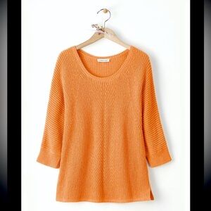 Coldwater Creek Serena Soft Touch Melon Orange Knit Sweater sz 2X